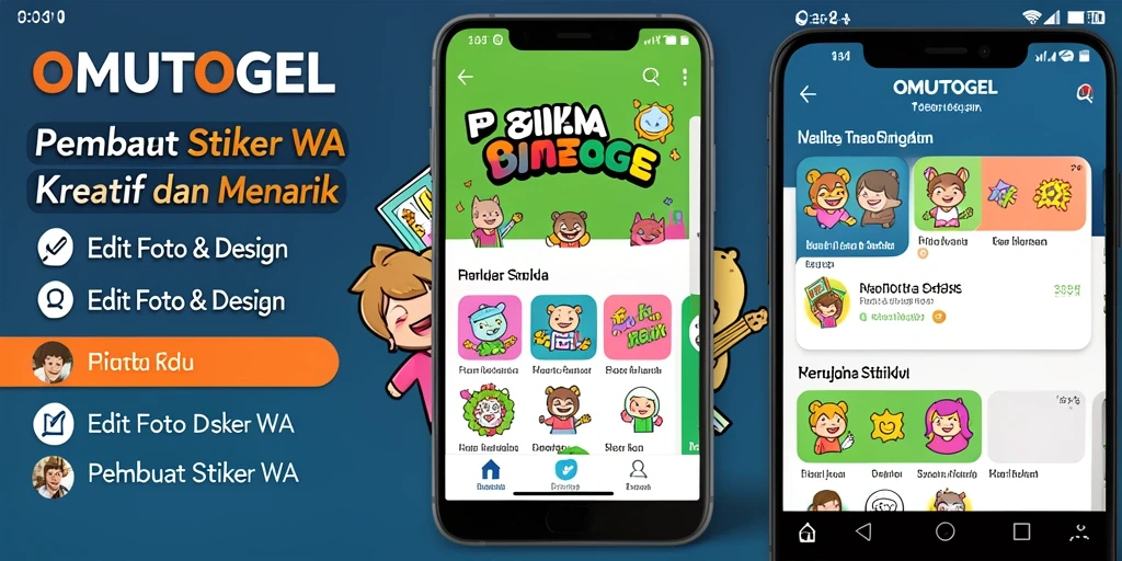 Tampilan antarmuka pengguna OMUTOGEL untuk Pembuat Stiker WA.