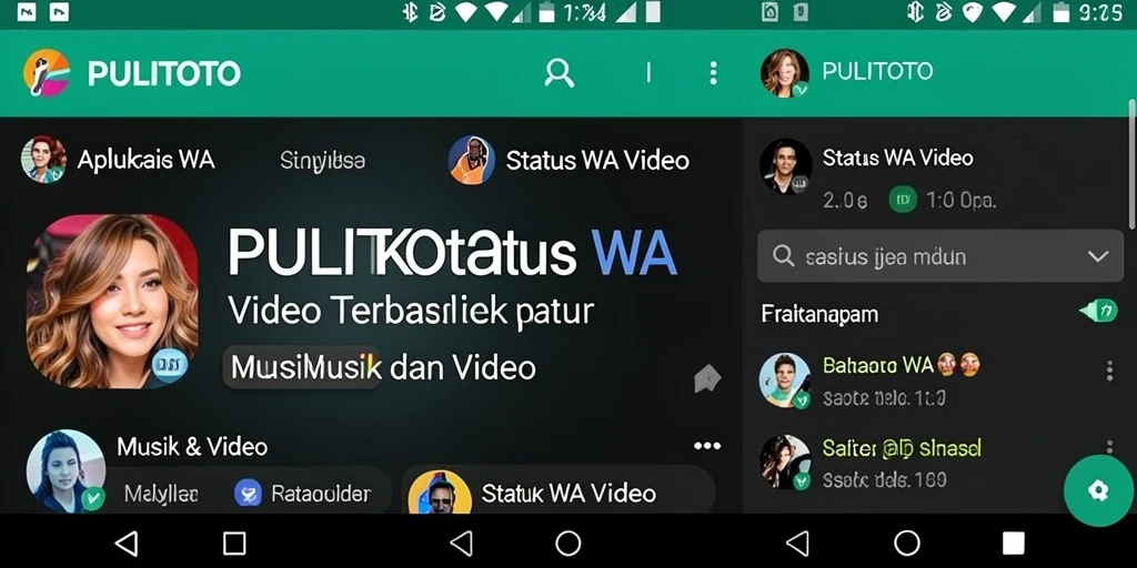 Tampilan antarmuka PULITOTO untuk Status WA Video yang menarik.