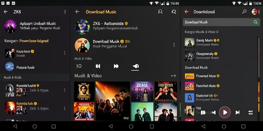 Tampilan antarmuka ZK6 dengan fitur pengunduhan musik.