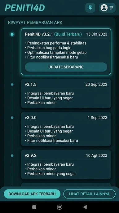 Tampilan riwayat versi peniti4d